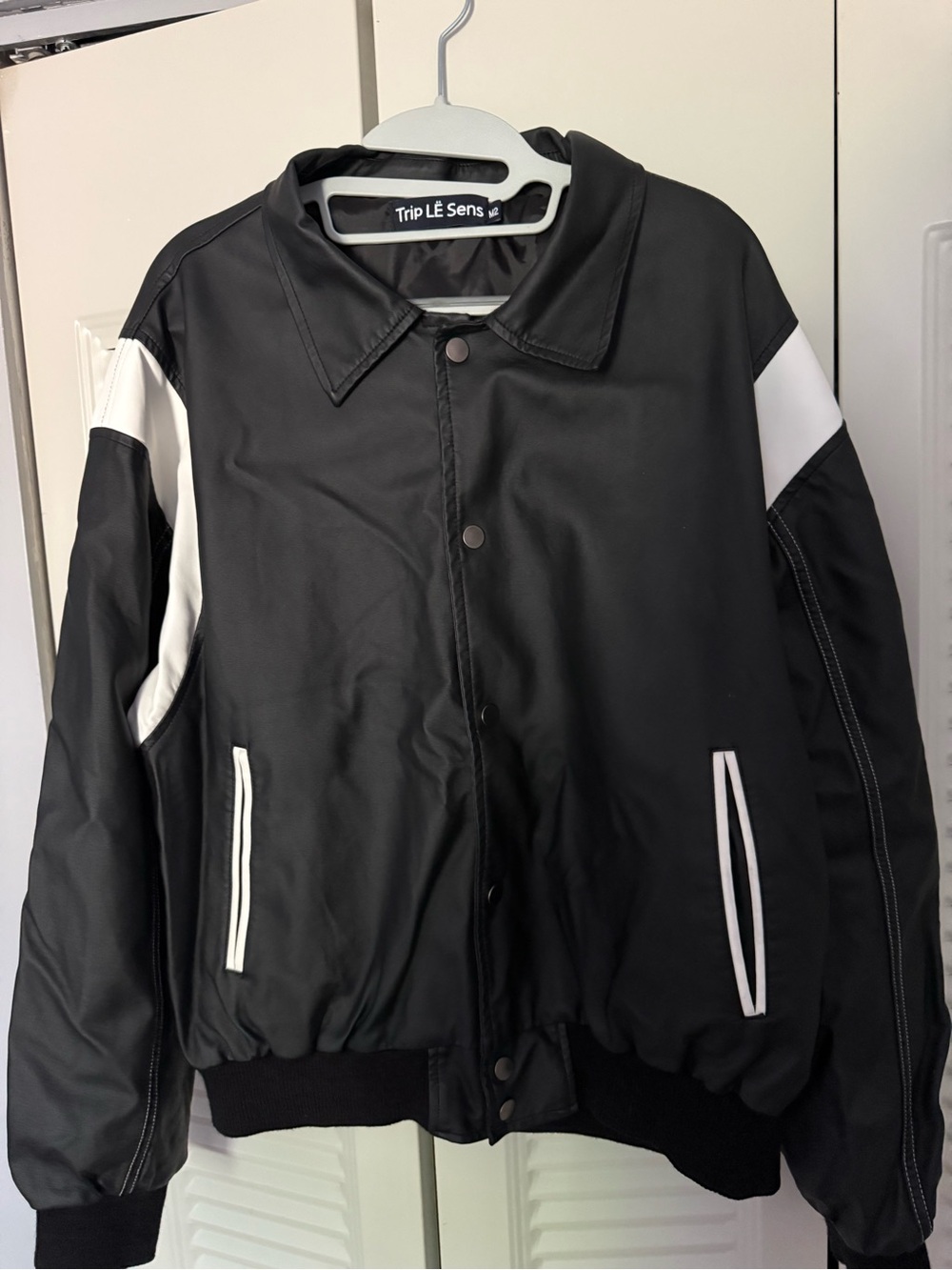 W concept leather Bomber Jacket
